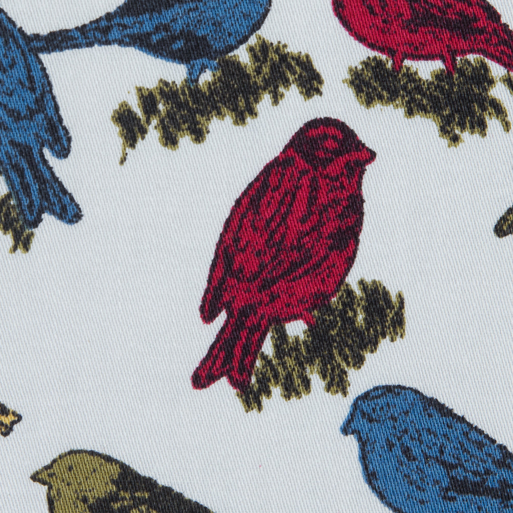 White Birds Printed on a Cotton Sateen Full White Birds Printed on a Cotton Sateen Full