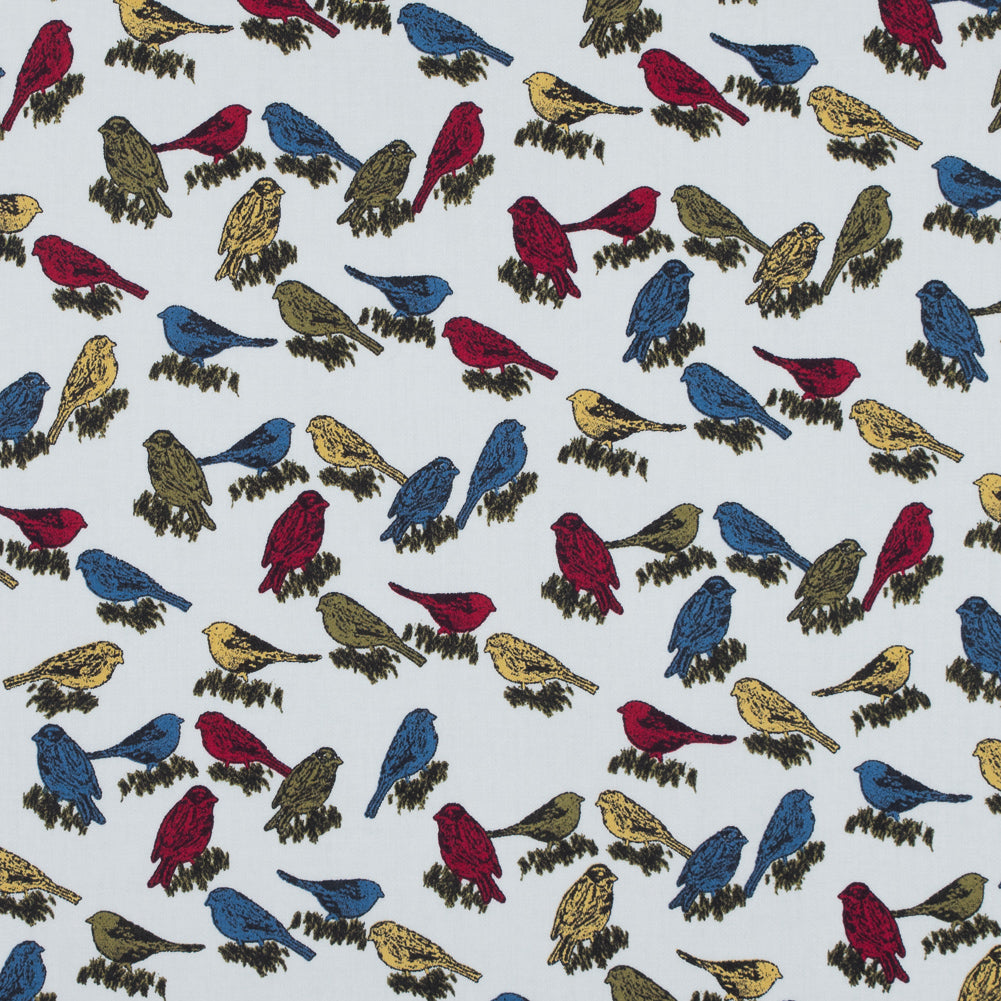 White Birds Printed on a Cotton Sateen White Birds Printed on a Cotton Sateen