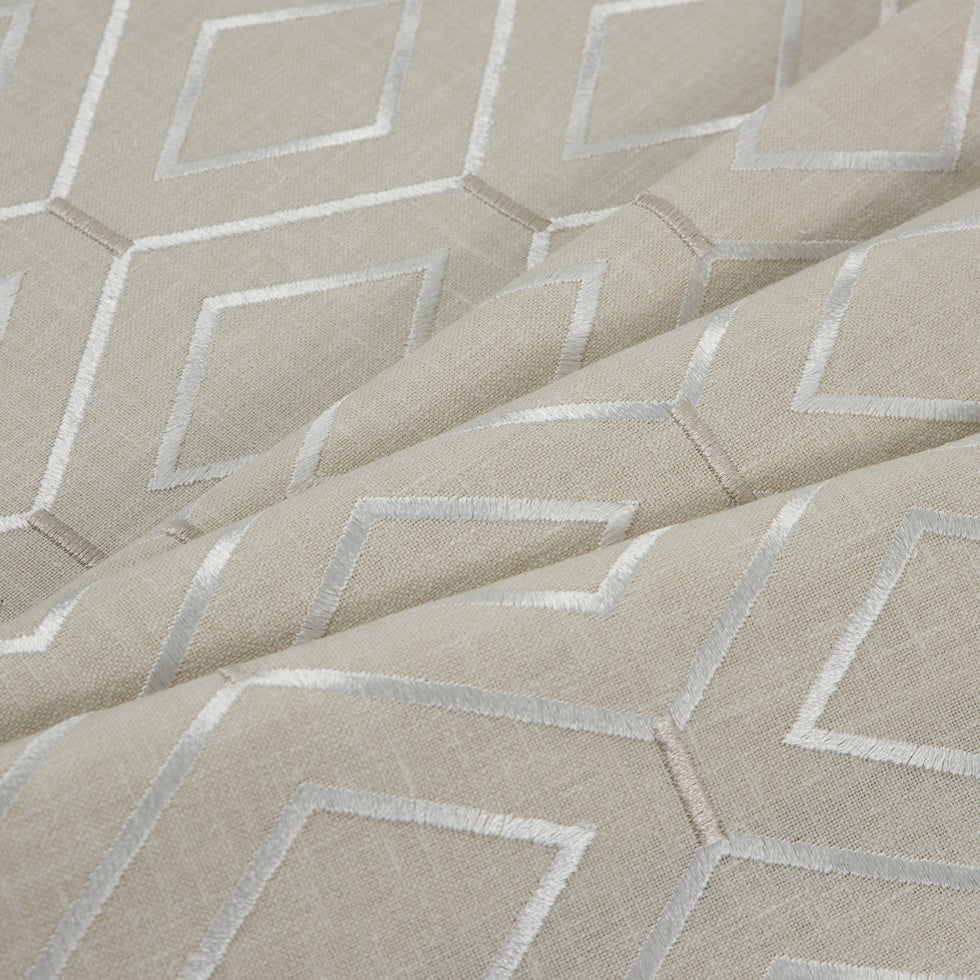 Parchment/Silver/Beige Geometric Embroidered Cotton Woven Folded Parchment/Silver/Beige Geometric Embroidered Cotton Woven Folded