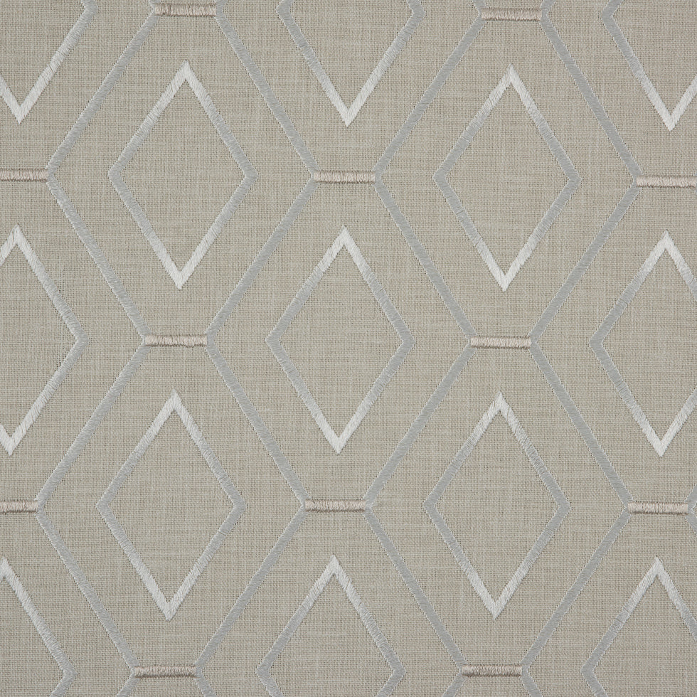 Parchment/Silver/Beige Geometric Embroidered Cotton Woven Parchment/Silver/Beige Geometric Embroidered Cotton Woven