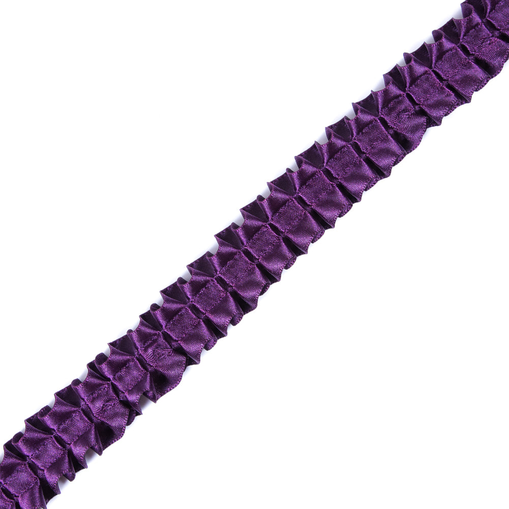 Italian Dark Purple Box Pleated Trimming - 1 Italian Dark Purple Box Pleated Trimming - 1