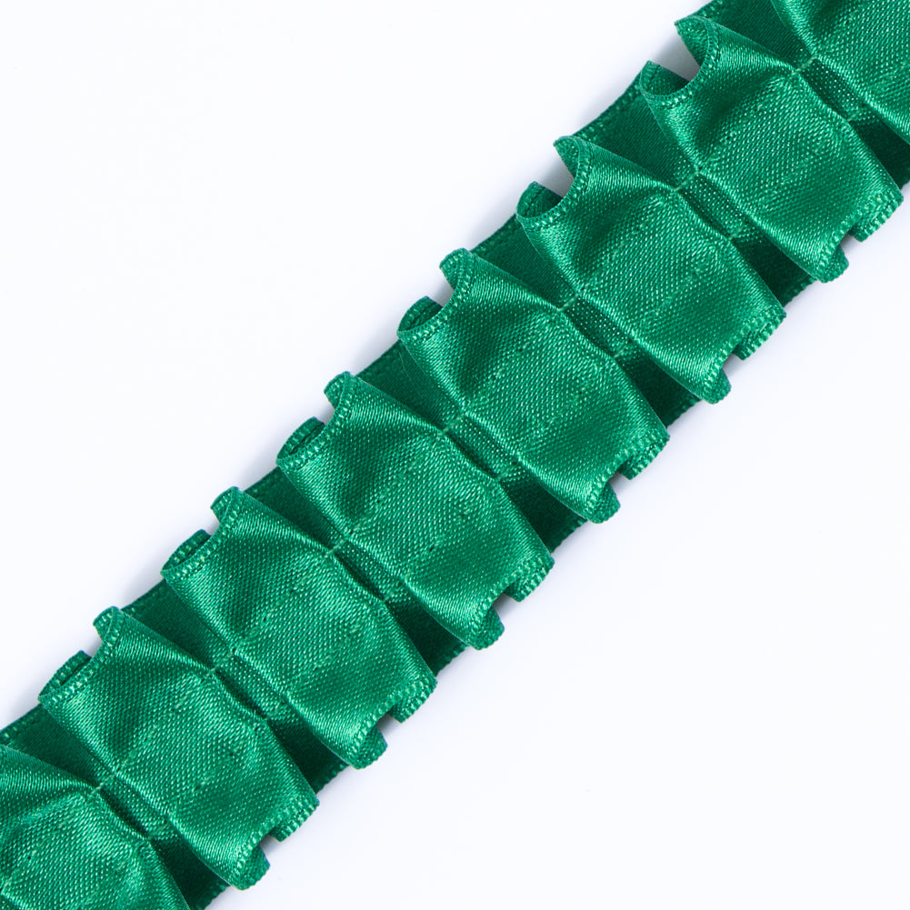 Italian Kelly Green Box Pleated Trimming - 1 - Detail Italian Kelly Green Box Pleated Trimming - 1 - Detail
