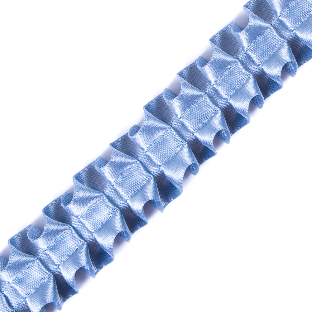 Italian Colonial Blue Box Pleated Trimming - 1" Detail Italian Colonial Blue Box Pleated Trimming - 1" Detail