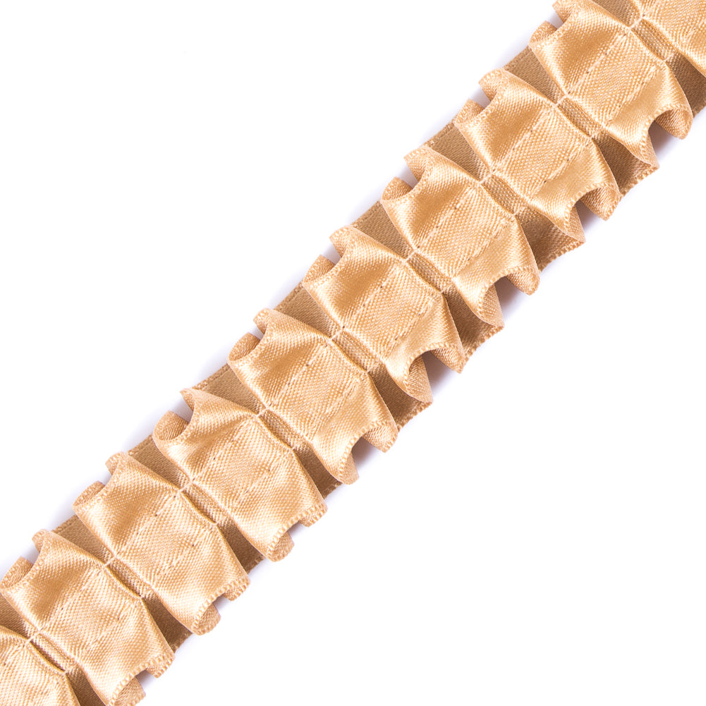 Italian Light Gold Box Pleated Trimming - 1" Detail Italian Light Gold Box Pleated Trimming - 1" Detail