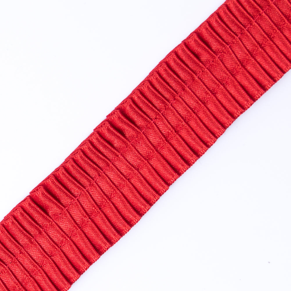 Italian Red Deep Knife Pleated Trimming - 1 - Detail Italian Red Deep Knife Pleated Trimming - 1 - Detail