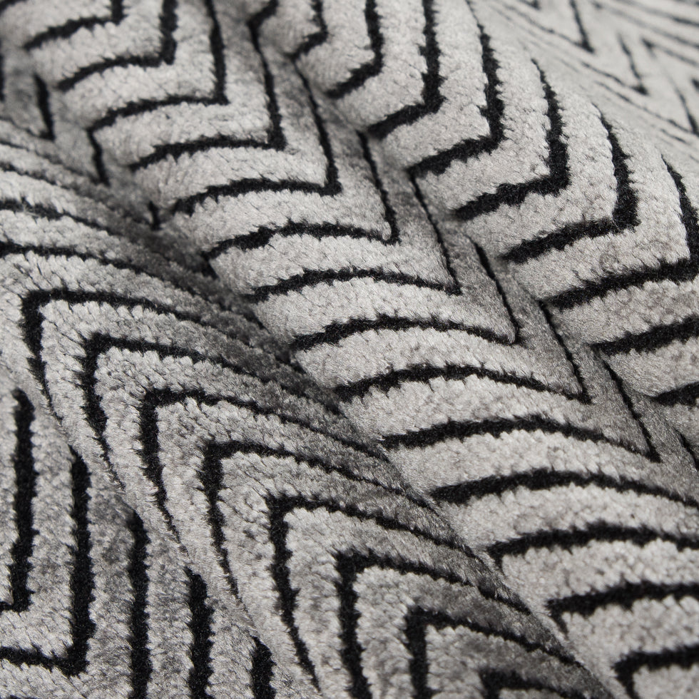 Gray Chevron Polyester Chenille - Folded Gray Chevron Polyester Chenille - Folded