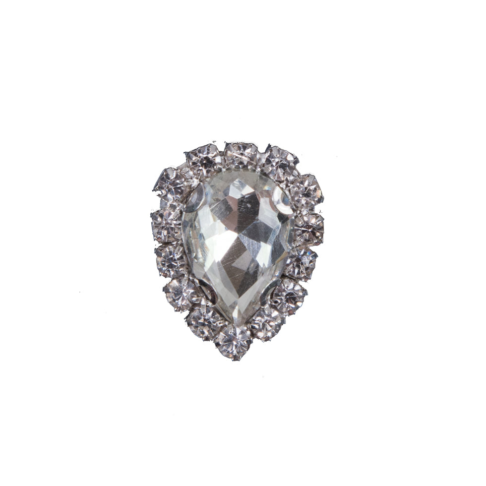 Italian Silver Teardrop Rhinestone Button - 36L/23mm Italian Silver Teardrop Rhinestone Button - 36L/23mm