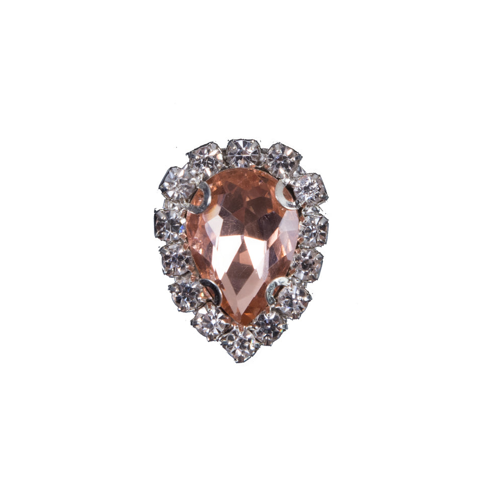 Italian Peach Teardrop Rhinestone Button - 32L/20mm Italian Peach Teardrop Rhinestone Button - 32L/20mm