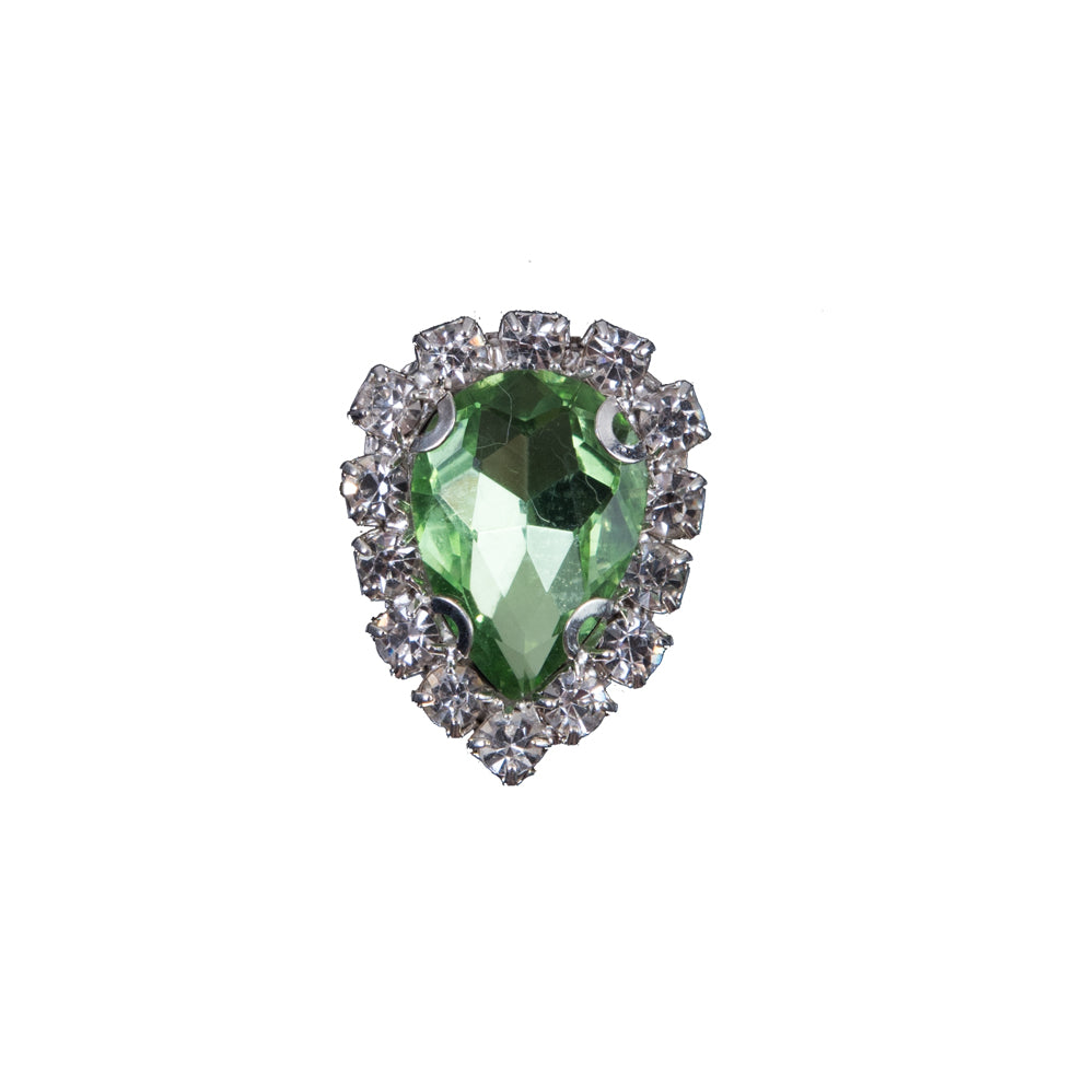 Italian Green Teardrop Rhinestone Button - 36L/23mm Italian Green Teardrop Rhinestone Button - 36L/23mm