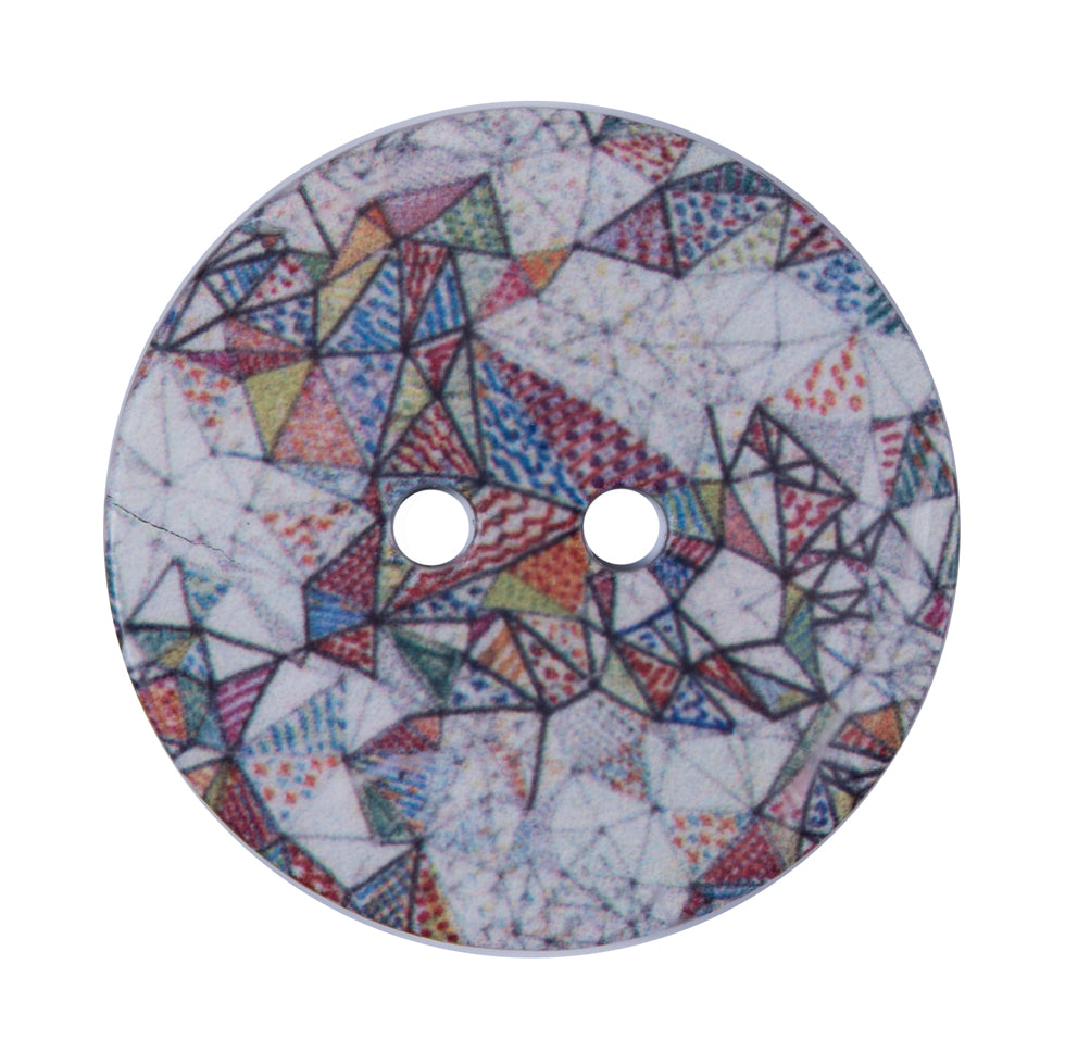 Italian Geometric Printed Coconut Button - 48L/30mm Italian Geometric Printed Coconut Button - 48L/30mm
