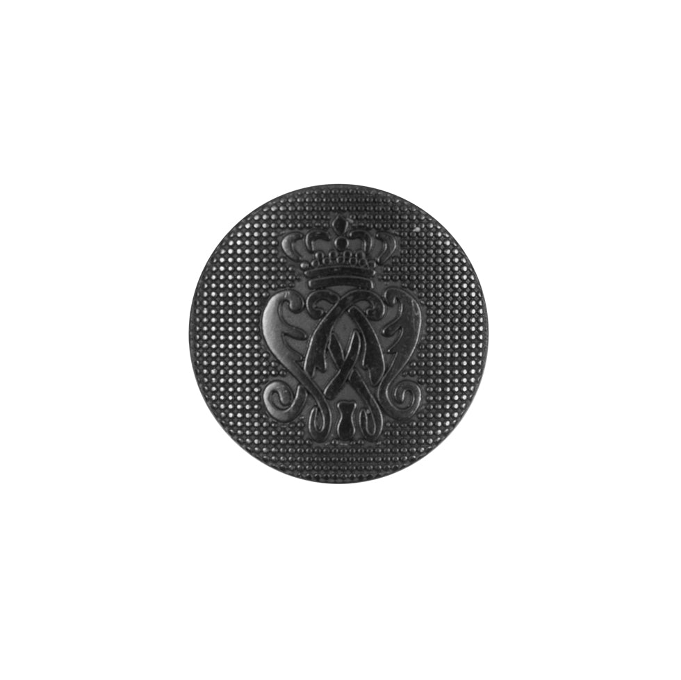 Black Italian Crest Zamac Button - 24L/15mm Black Italian Crest Zamac Button - 24L/15mm