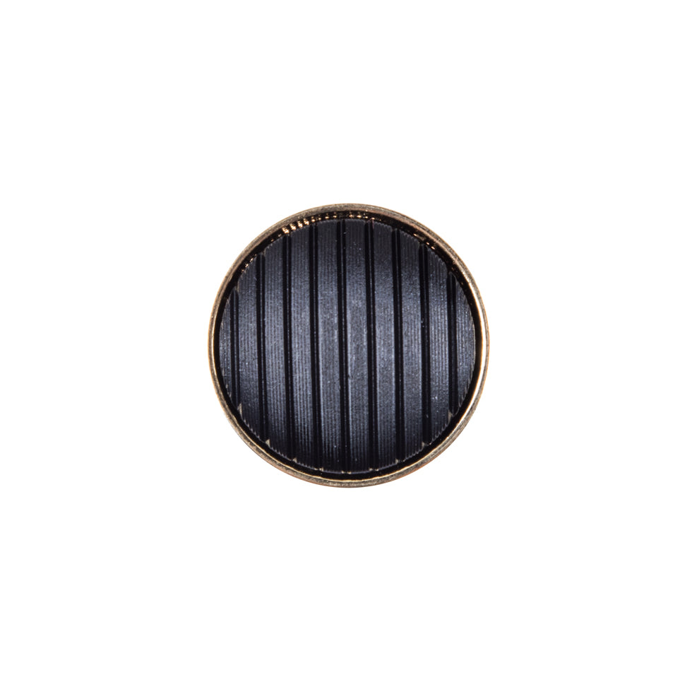 Italian Black and Gold Zamac Button - 24L/15mm Italian Black and Gold Zamac Button - 24L/15mm