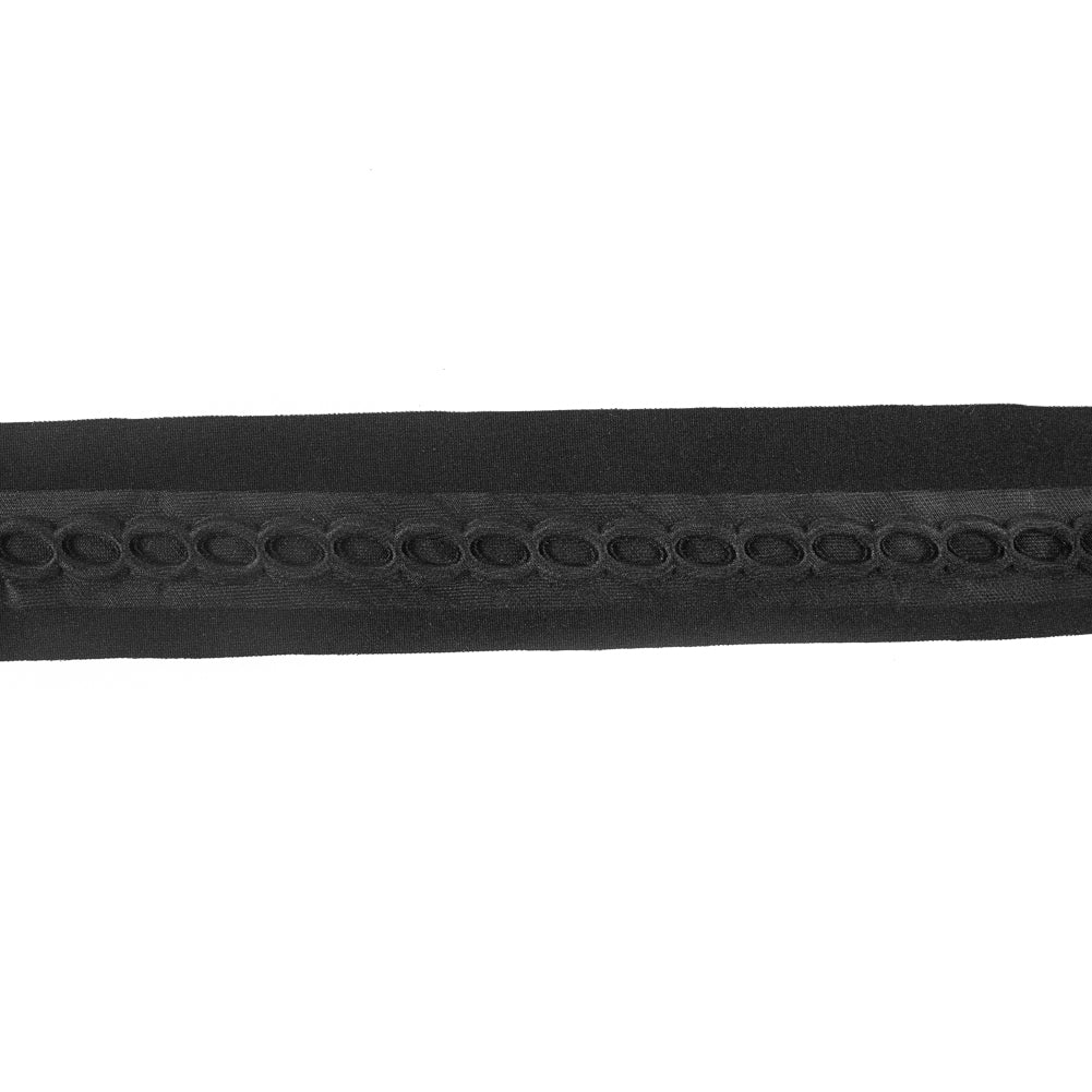 Italian Black Embossed Double Knit Trim - 1.875 Italian Black Embossed Double Knit Trim - 1.875