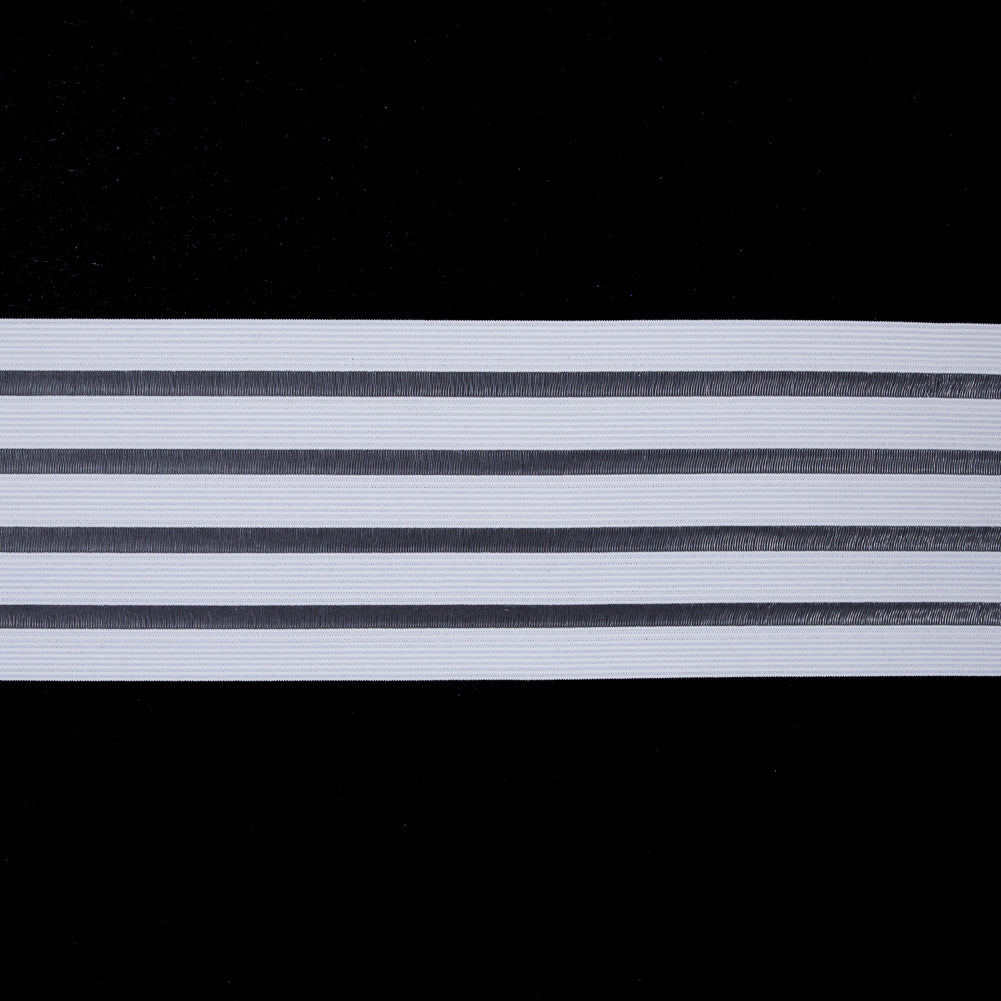 Italian White Elastic Trim w/ Sheer Stripes - 4 Italian White Elastic Trim w/ Sheer Stripes - 4