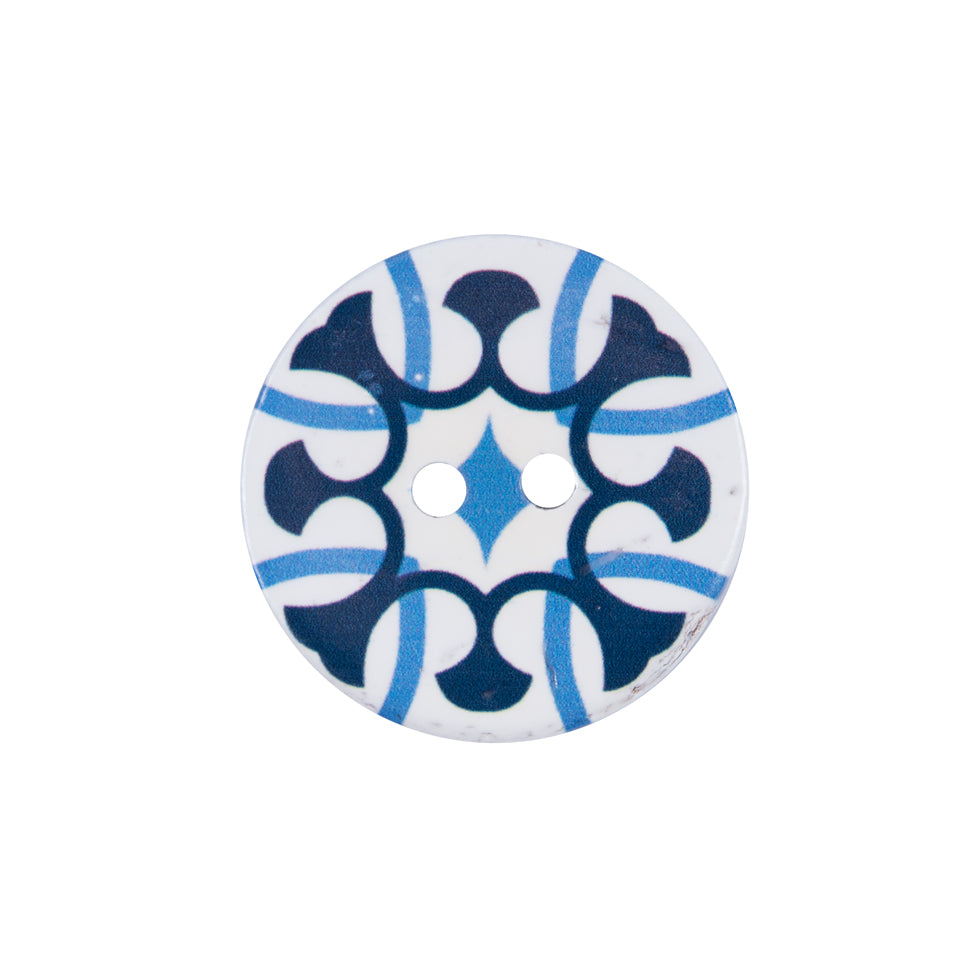 Italian Blue and White Coconut Button - 36L/23mm Italian Blue and White Coconut Button - 36L/23mm