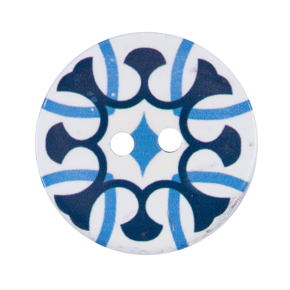 Italian Blue and White Coconut Button - 48L/30mm Italian Blue and White Coconut Button - 48L/30mm