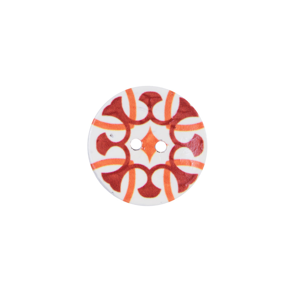 Italian Red, Orange and White Coconut Button - 24L/15mm Italian Red, Orange and White Coconut Button - 24L/15mm
