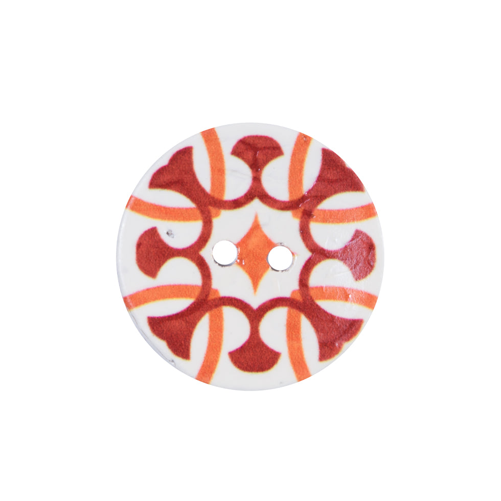 Italian Red, Orange and White Coconut Button - 36L/23mm Italian Red, Orange and White Coconut Button - 36L/23mm