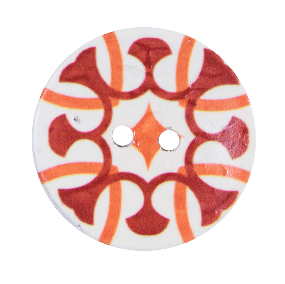 Italian Red/Orange/White Coconut Button - 48L/30mm Italian Red/Orange/White Coconut Button - 48L/30mm