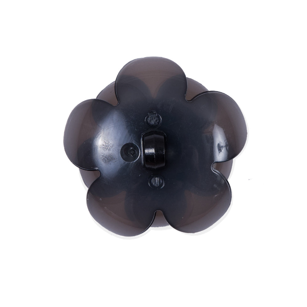 Italian Black Floral Shank-Back Button - 40L/25mm - Detail Italian Black Floral Shank-Back Button - 40L/25mm - Detail