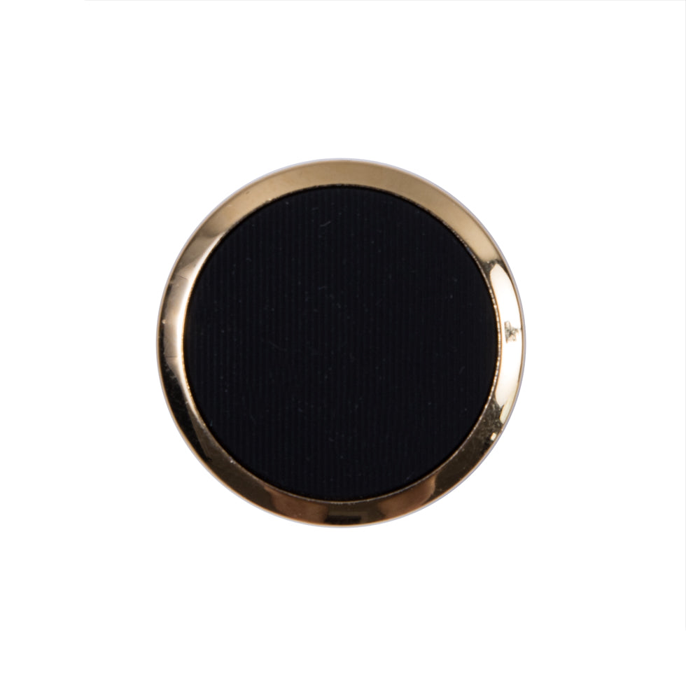 Italian Black and Gold Plastic Shank-Back Button - 36L/23mm Italian Black and Gold Plastic Shank-Back Button - 36L/23mm