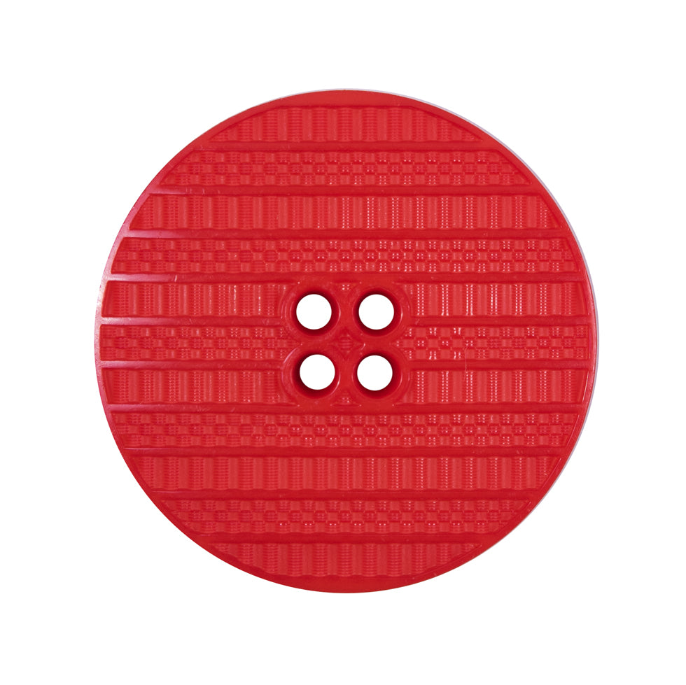 Plastic 4-Hole Button Made in Italy - 44L/28mm - Red Woven Texture Stripes Embossed Plastic 4-Hole Button Made in Italy - 44L/28mm - Red Woven Texture Stripes Embossed