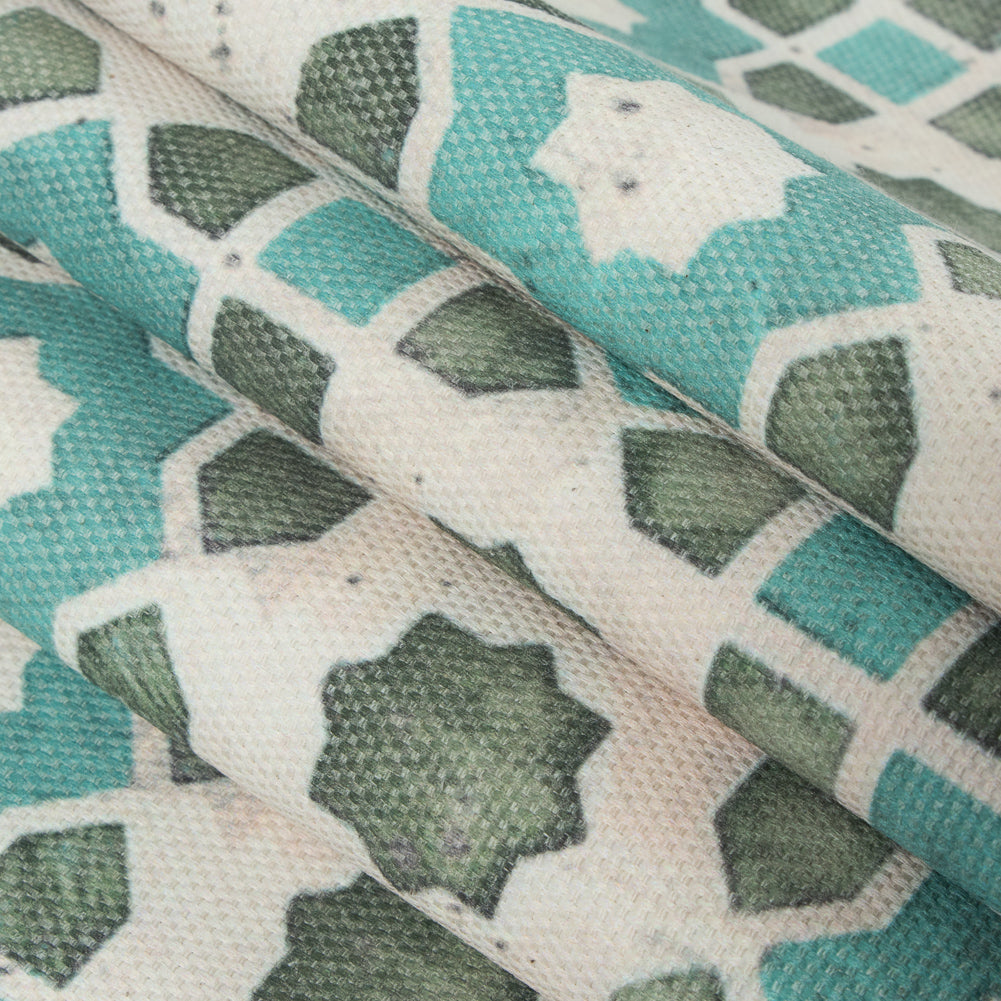 Spa Blue/Green Geometric Floral Outdoor Canvas - Folded Spa Blue/Green Geometric Floral Outdoor Canvas - Folded