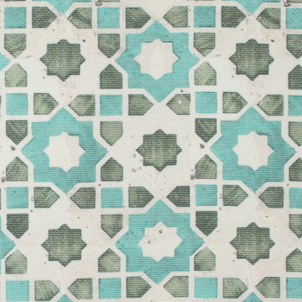 Spa Blue/Green Geometric Floral Outdoor Canvas Spa Blue/Green Geometric Floral Outdoor Canvas