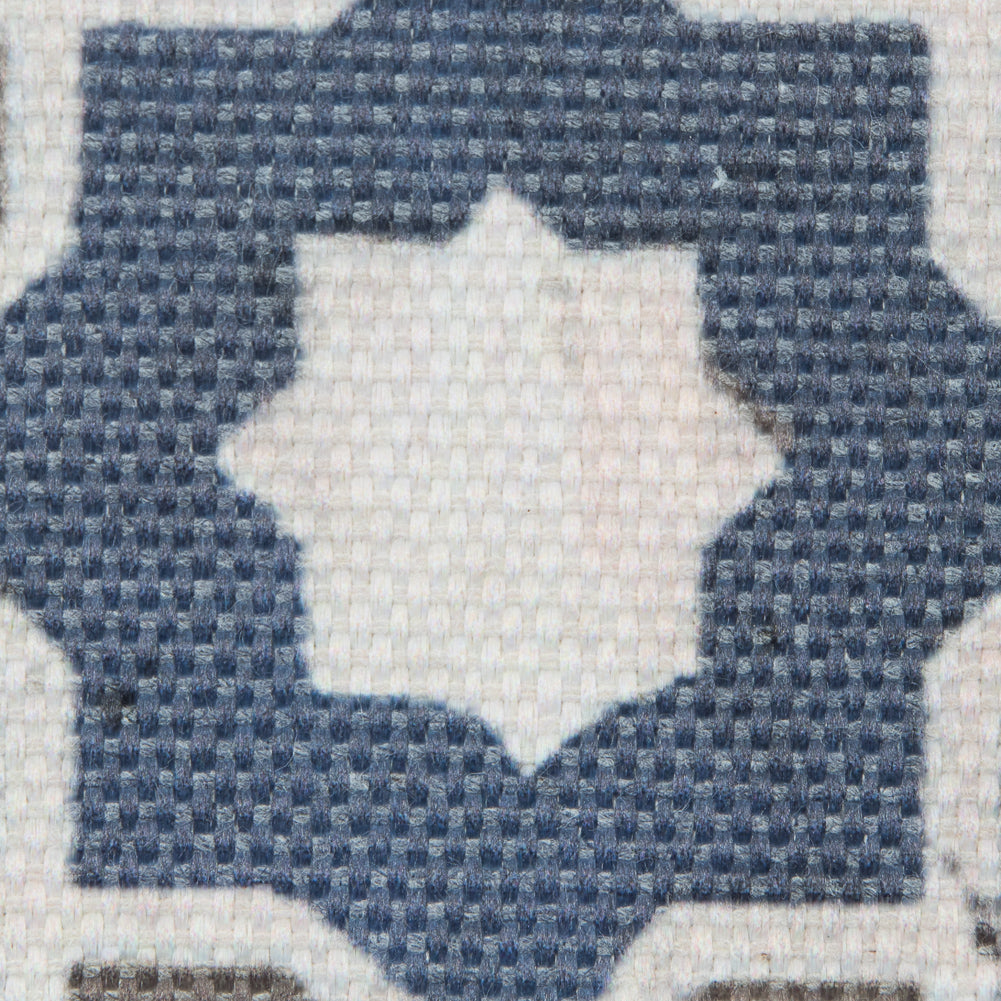 Denim/Green Geometric Floral Outdoor Canvas - Detail Denim/Green Geometric Floral Outdoor Canvas - Detail