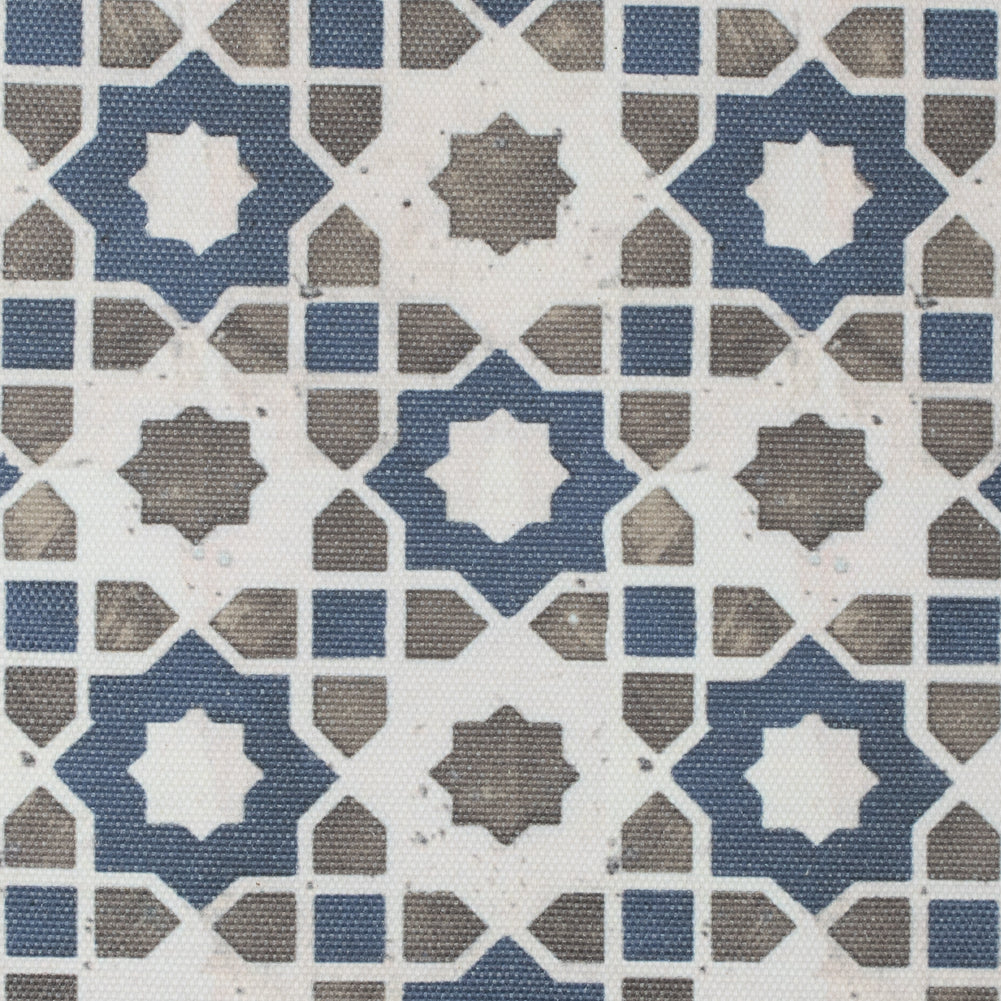 Denim/Green Geometric Floral Outdoor Canvas Denim/Green Geometric Floral Outdoor Canvas