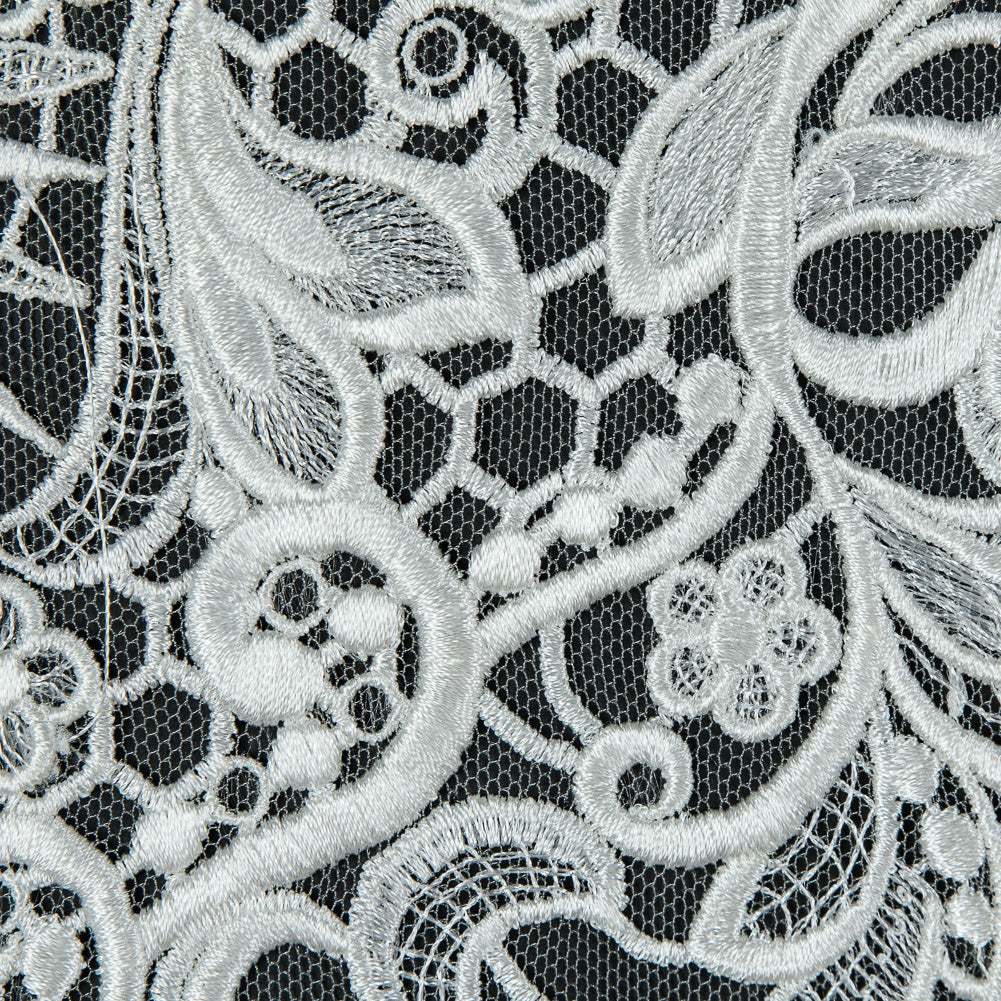 Off-White Floral Embroidered Lace - Detail Off-White Floral Embroidered Lace - Detail