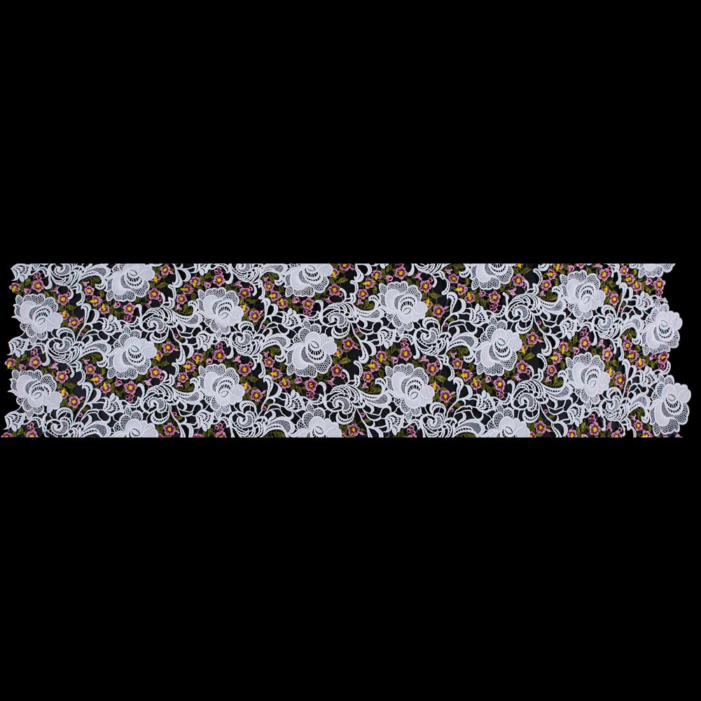 White Floral Embroidered Guipure Lace - Folded White Floral Embroidered Guipure Lace - Folded