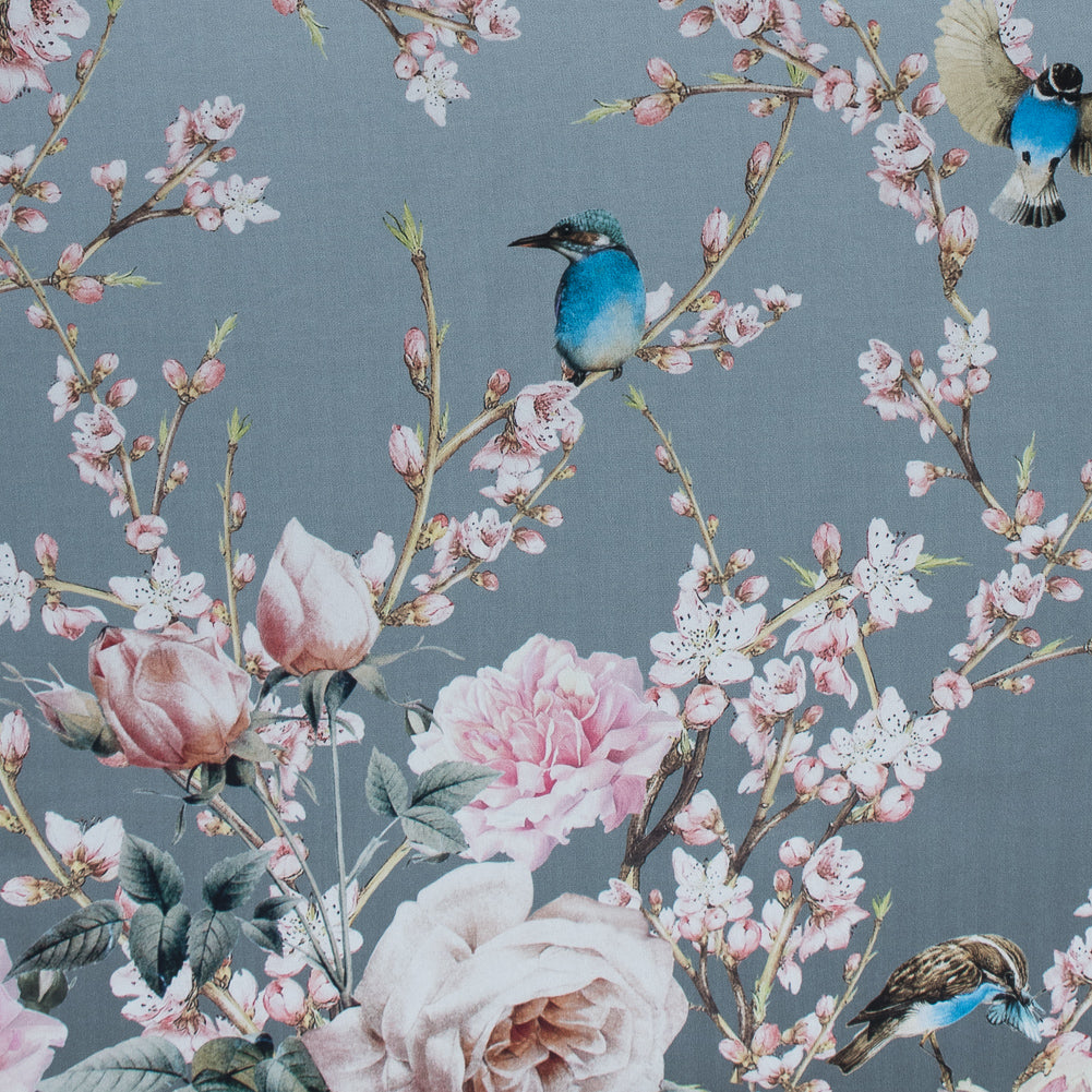 Roses, Hummingbirds and Butterflies Digitally Printed on a Lily Pad Premium Mikado/Twill Roses, Hummingbirds and Butterflies Digitally Printed on a Lily Pad Premium Mikado/Twill