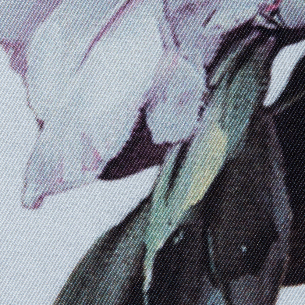 White and Evening Haze Digitally Printed Flowers on a Premium Mikado/Twill - Full White and Evening Haze Digitally Printed Flowers on a Premium Mikado/Twill - Full