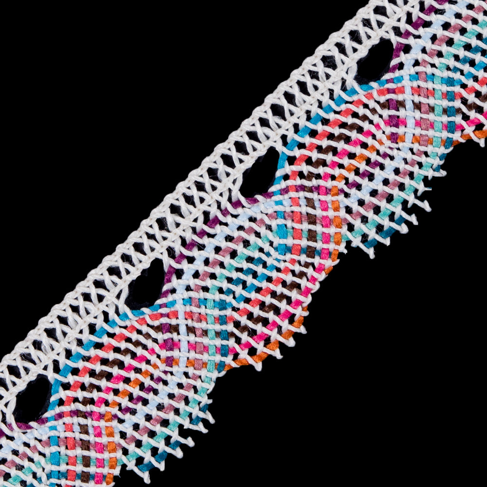 Ivory Multicolor Crochet Trim - 1" Detail Ivory Multicolor Crochet Trim - 1" Detail