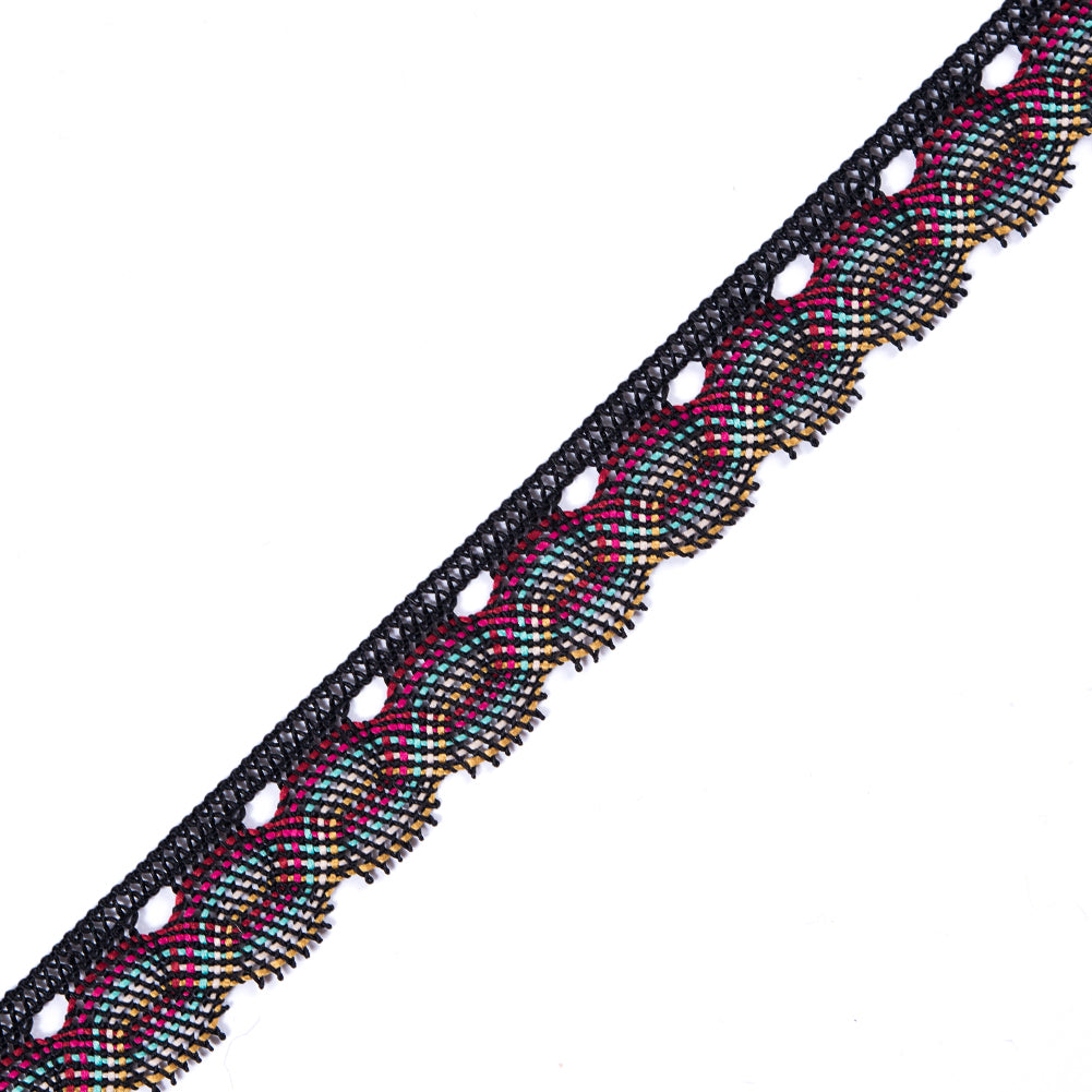 Black Multicolor Crochet Trim - 1 Black Multicolor Crochet Trim - 1