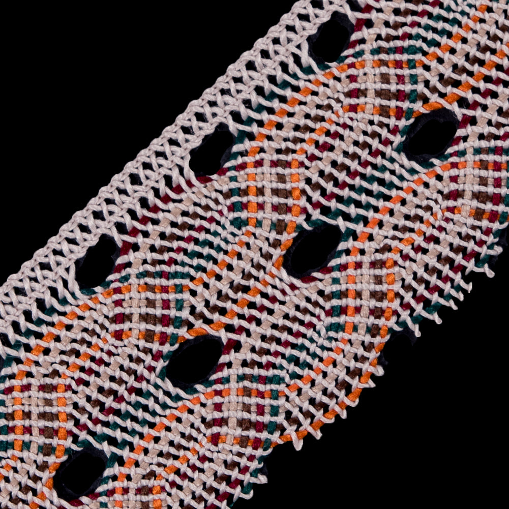 Beige Multicolor Crochet Trim - 1.75 - Detail Beige Multicolor Crochet Trim - 1.75 - Detail