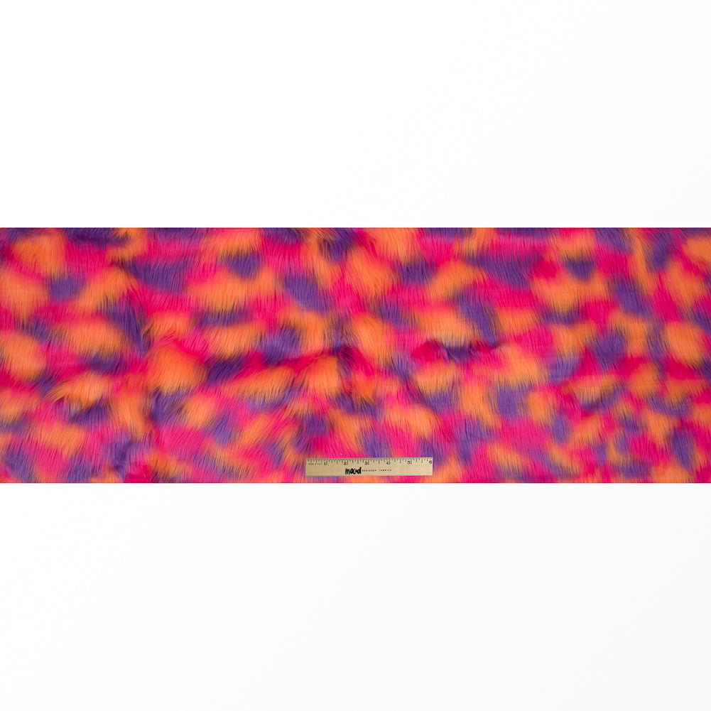Faux Fur - Vibrant Orange, Pink and Purple Spots Folded Faux Fur - Vibrant Orange, Pink and Purple Spots Folded