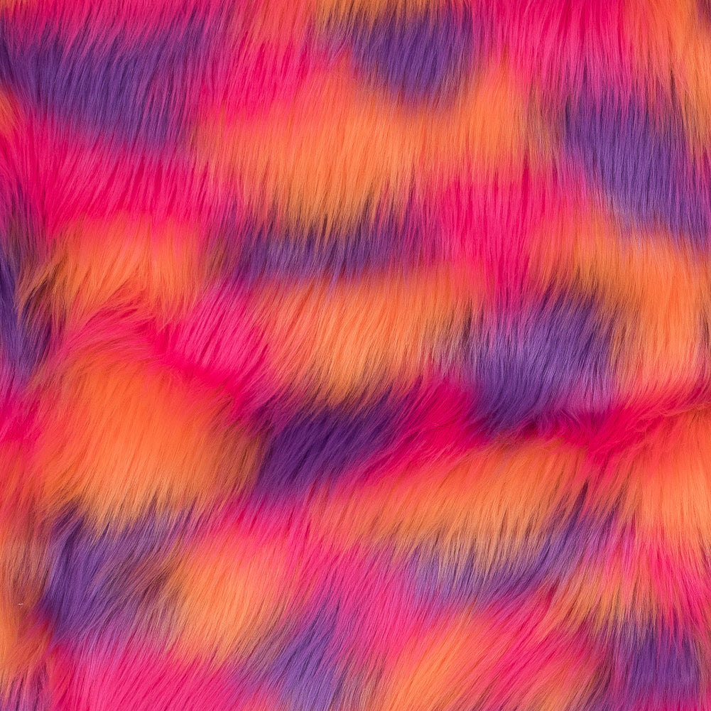 Faux Fur - Vibrant Orange, Pink and Purple Spots Faux Fur - Vibrant Orange, Pink and Purple Spots
