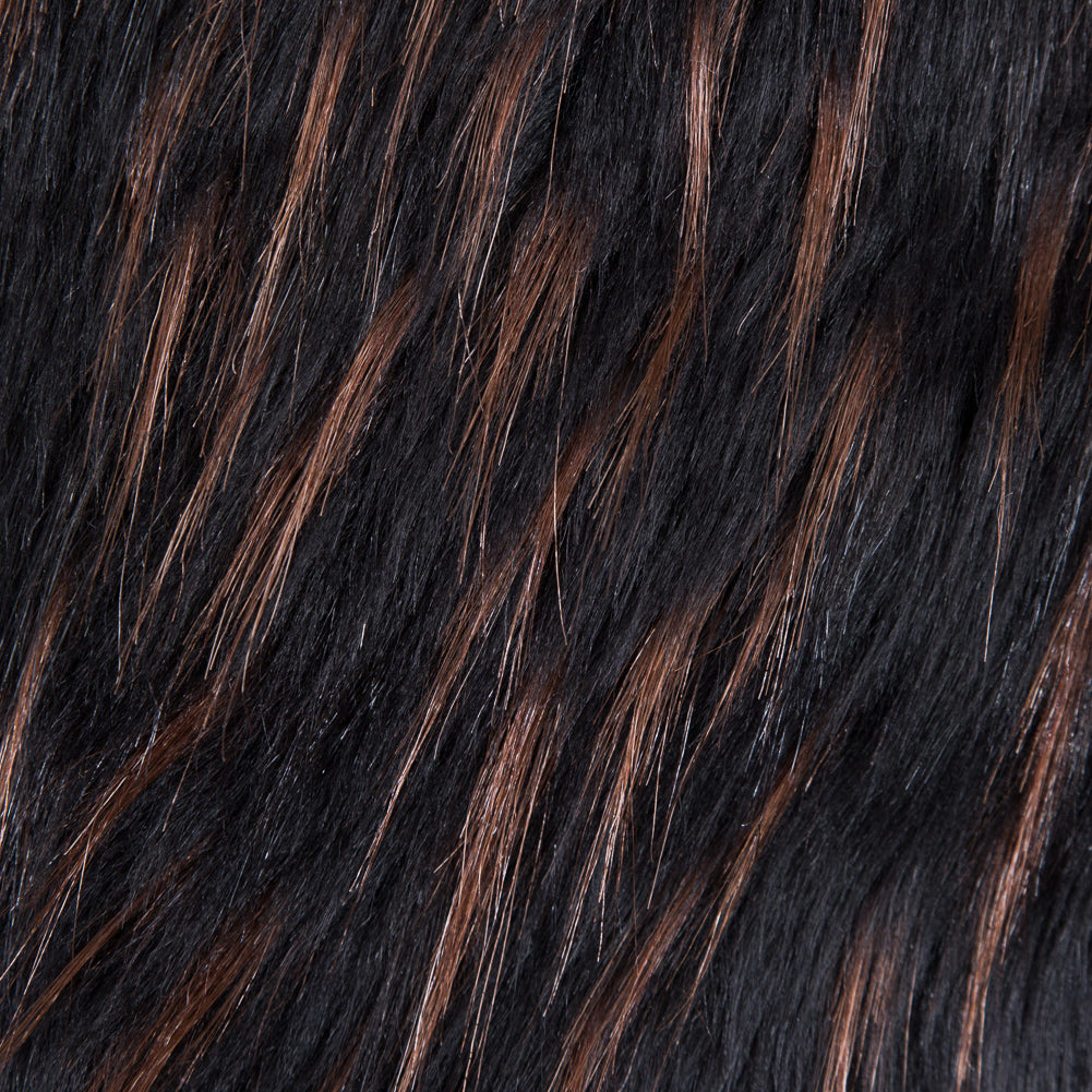 Black and Brown Long Haired Faux Fur - Detail Black and Brown Long Haired Faux Fur - Detail