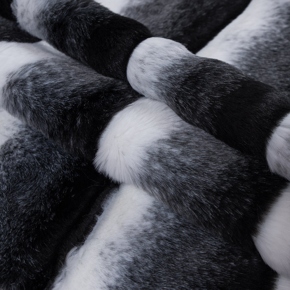 Black, White and Gray Ribbed Ombre Faux Fur Folded Black, White and Gray Ribbed Ombre Faux Fur Folded