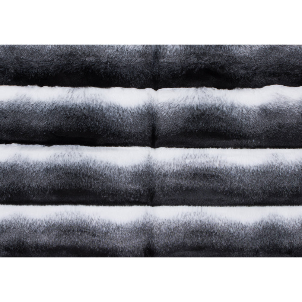 Black, White and Gray Ribbed Ombre Faux Fur Full Black, White and Gray Ribbed Ombre Faux Fur Full
