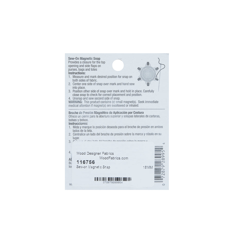 Dritz Sew-On Magnetic Snap - 28L/18mm - Detail Dritz Sew-On Magnetic Snap - 28L/18mm - Detail