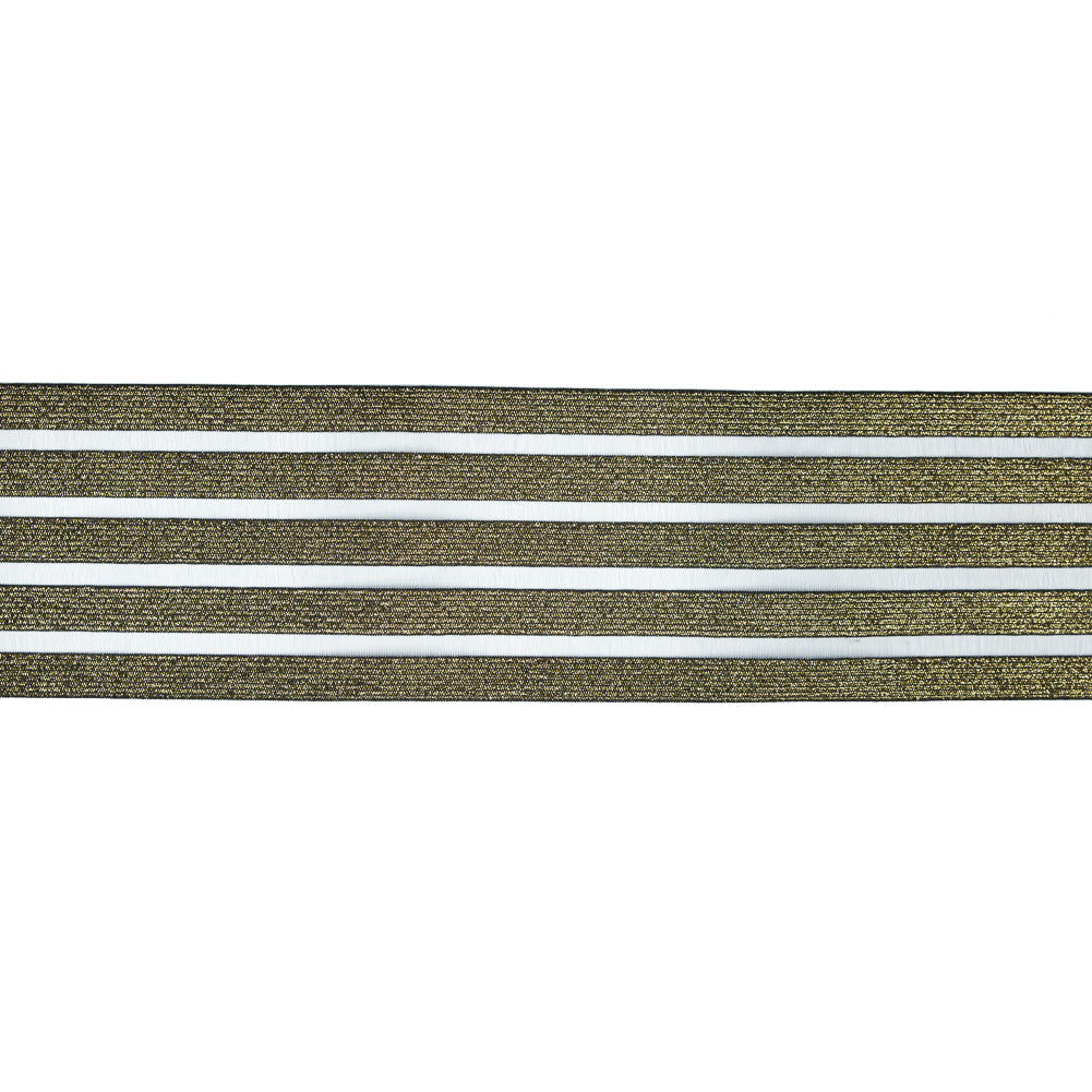 Italian Metallic Gold Elastic Trim with Sheer Stripes - 3.5 Italian Metallic Gold Elastic Trim with Sheer Stripes - 3.5