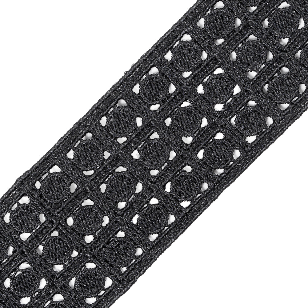 Black Embroidered Lace Trim - 1.5 - Detail Black Embroidered Lace Trim - 1.5 - Detail