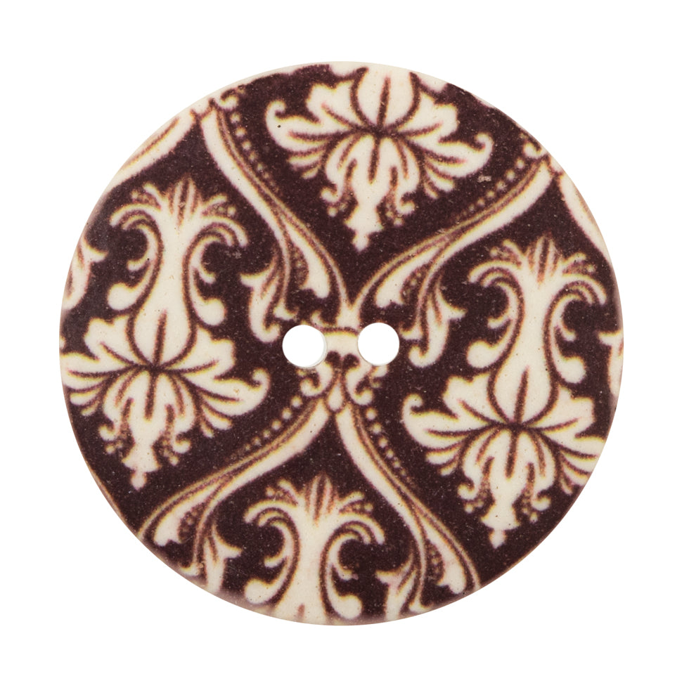 Italian Carafe Brown Damask Printed Button - 54L/34mm Italian Carafe Brown Damask Printed Button - 54L/34mm