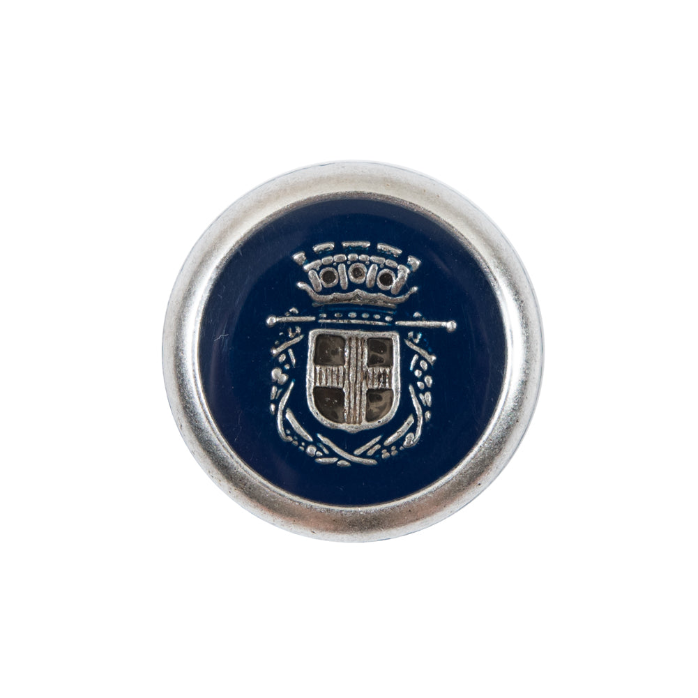 Italian Patriot Blue and Silver Crest Metal Button - 36L/23mm Italian Patriot Blue and Silver Crest Metal Button - 36L/23mm