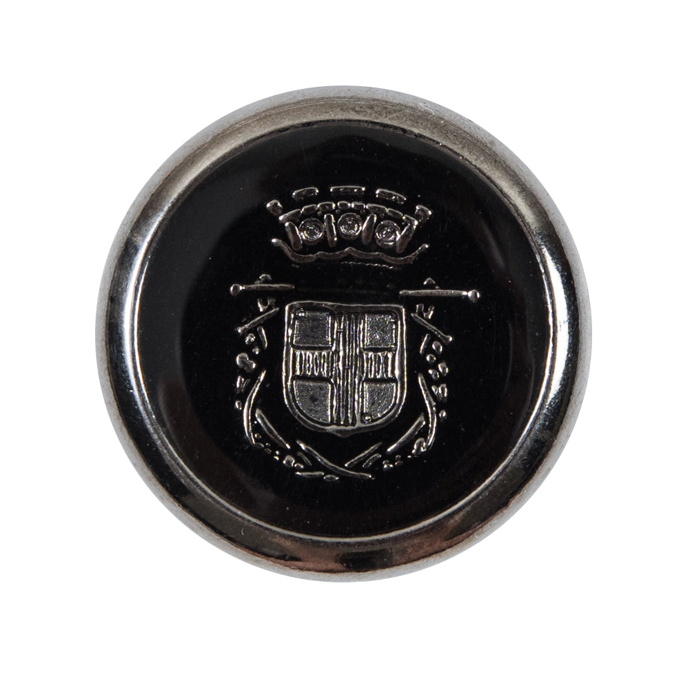 Italian Black and Silver Crest Metal Button - 44L/28mm Italian Black and Silver Crest Metal Button - 44L/28mm