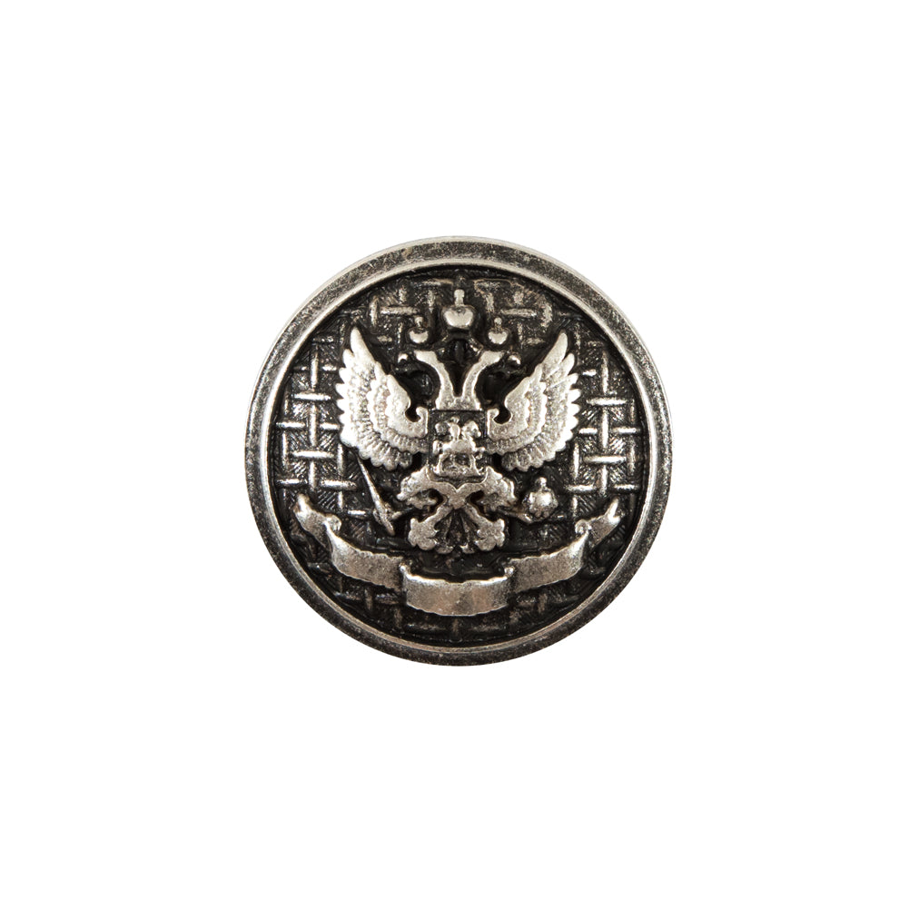 Italian Silver Button with Double-Headed Eagle Emblem - 32L/20mm Italian Silver Button with Double-Headed Eagle Emblem - 32L/20mm