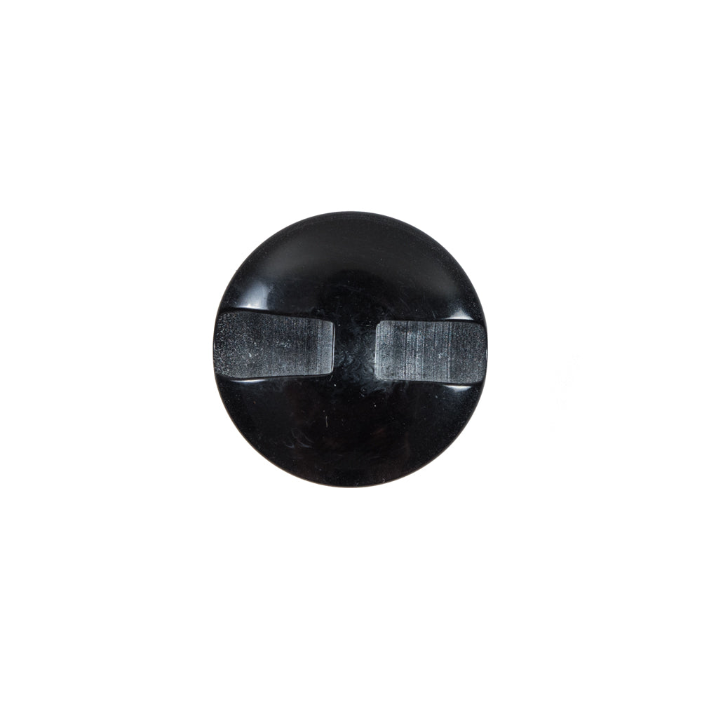 Italian Black Glossy Plastic Button - 24L/15mm - Detail Italian Black Glossy Plastic Button - 24L/15mm - Detail